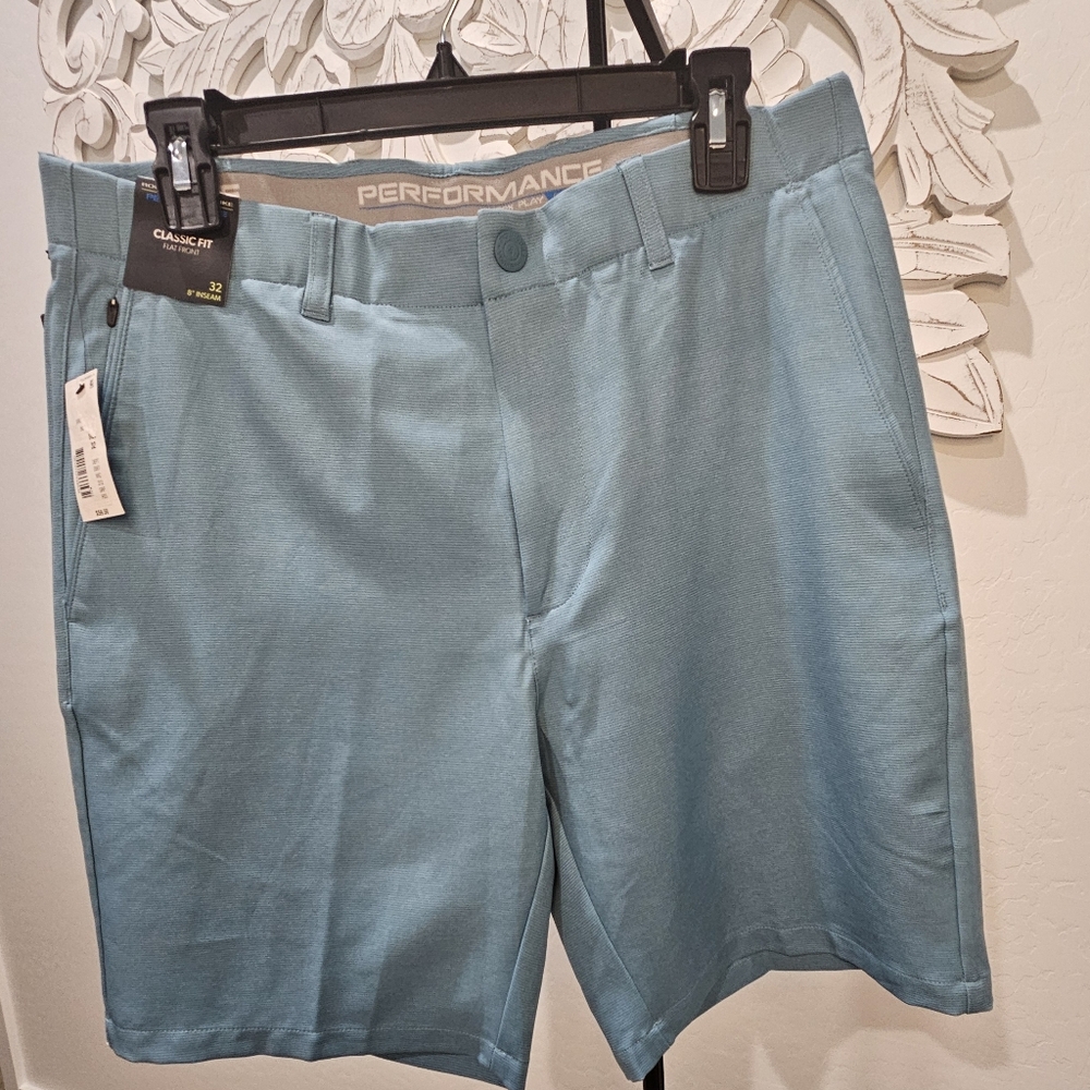 Performance Aqua/Teal Striped Performance Golf Shorts Men's Sz 32 & 36 - 8" - Picture 4 of 9